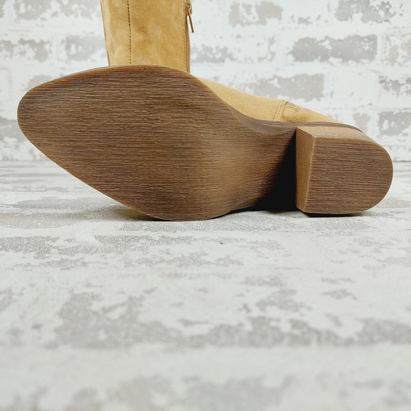 NEW BP Wallis Western Beige Sand Leather Ankle Bootie A951 - Picture 8 of 13